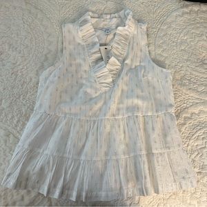 Crown and Ivy White Ruffle Neck Top